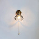 Brass flower gray glass led bathroom wall lamp