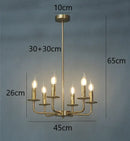 Brass iron art chandelier lights for dining room candle fixtures