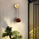Brass led walnut wood wall lamp bedroom spherical sconce