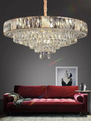 Brass multi tiered decorbites crystal ceiling chandelier living room