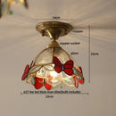Brass red butterfly glass led ceiling light bedroom decor