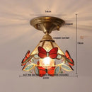 Brass red butterfly glass led ceiling light bedroom decor
