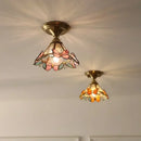 Brass red butterfly glass led ceiling light bedroom decor