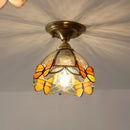 Brass red butterfly glass led ceiling light bedroom decor