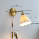 Brass ribbed ceramic led wall sconce lamp for bedroom mirror lighting