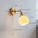 Brass ribbed ceramic led wall sconce lamp for bedroom mirror lighting