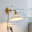 Brass ribbed ceramic led wall sconce lamp for bedroom mirror lighting