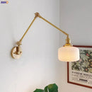 Brass ribbed glass ceramic copper led wall lamp bedroom sconce