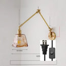 Brass ribbed glass ceramic copper led wall lamp bedroom sconce