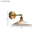 Brass scalloped glass shade bedside sconce light fixture bedroom