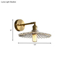 Brass scalloped glass shade bedside sconce light fixture bedroom
