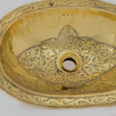 Brass Sink, Oval Brass Sink, Drop-in Brass Bathroom Sink, Engraved Antique Brass Sink, Bathroom Brass sink, Aged Brass Sink