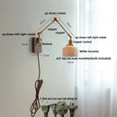 Brass walnut wall light with ribbed glass shade for bedroom
