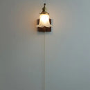 DecorBites™ Brass Walnut Wood LED Wall Sconce with Pull Chain Switch & Flower Glass