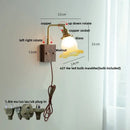 DecorBites™ Brass Walnut Wood LED Wall Sconce with Pull Chain Switch & Flower Glass