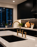Handmade Brass Kitchen Faucet -  Dual Handle Center Ball Bridge Sink Faucet