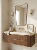 Italian Curved Mirror - Unlacquered Brass Wall Mirror