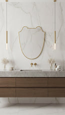 Antique Brass Italian Shield Mirror - Luxurious Bathroom  Living Room Mirror