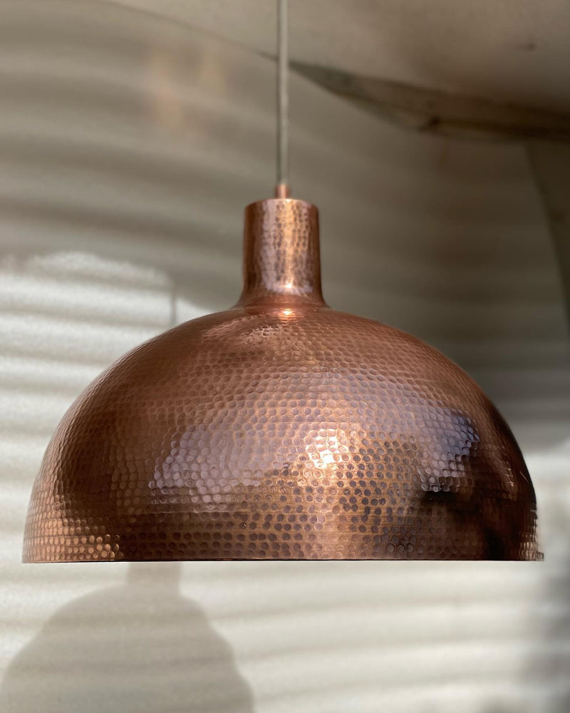 Aged Copper Hammered Dome Pendant Light Island Lighting - Zorva