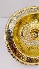 Unlacquered Brass Oval Sink - Moroccan Drop-In Engraved Sink
