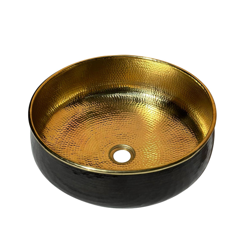 Handcrafted Brass Vessel Sink - Black Round Bathroom Sink Nya