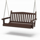 SimplyPoly 4 Foot Amish Made Mission Recycled Plastic Porch Swing, Birchwood Wood Grain
