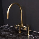Bridge Kitchen Faucet , Unlacquered Brass Kitchen Faucet Antique Style Faucet
