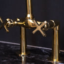 Bridge Kitchen Faucet , Unlacquered Brass Kitchen Faucet Antique Style Faucet