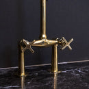 Bridge Kitchen Faucet , Unlacquered Brass Kitchen Faucet Antique Style Faucet