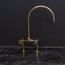 Bridge Kitchen Faucet , Unlacquered Brass Kitchen Faucet Antique Style Faucet