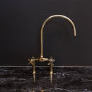 Bridge Kitchen Faucet , Unlacquered Brass Kitchen Faucet Antique Style Faucet