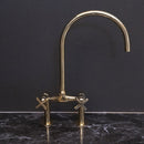 Bridge Kitchen Faucet , Unlacquered Brass Kitchen Faucet Antique Style Faucet