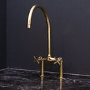 Bridge Kitchen Faucet , Unlacquered Brass Kitchen Faucet Antique Style Faucet
