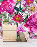 Bright Pink Floral Wallpaper Mural