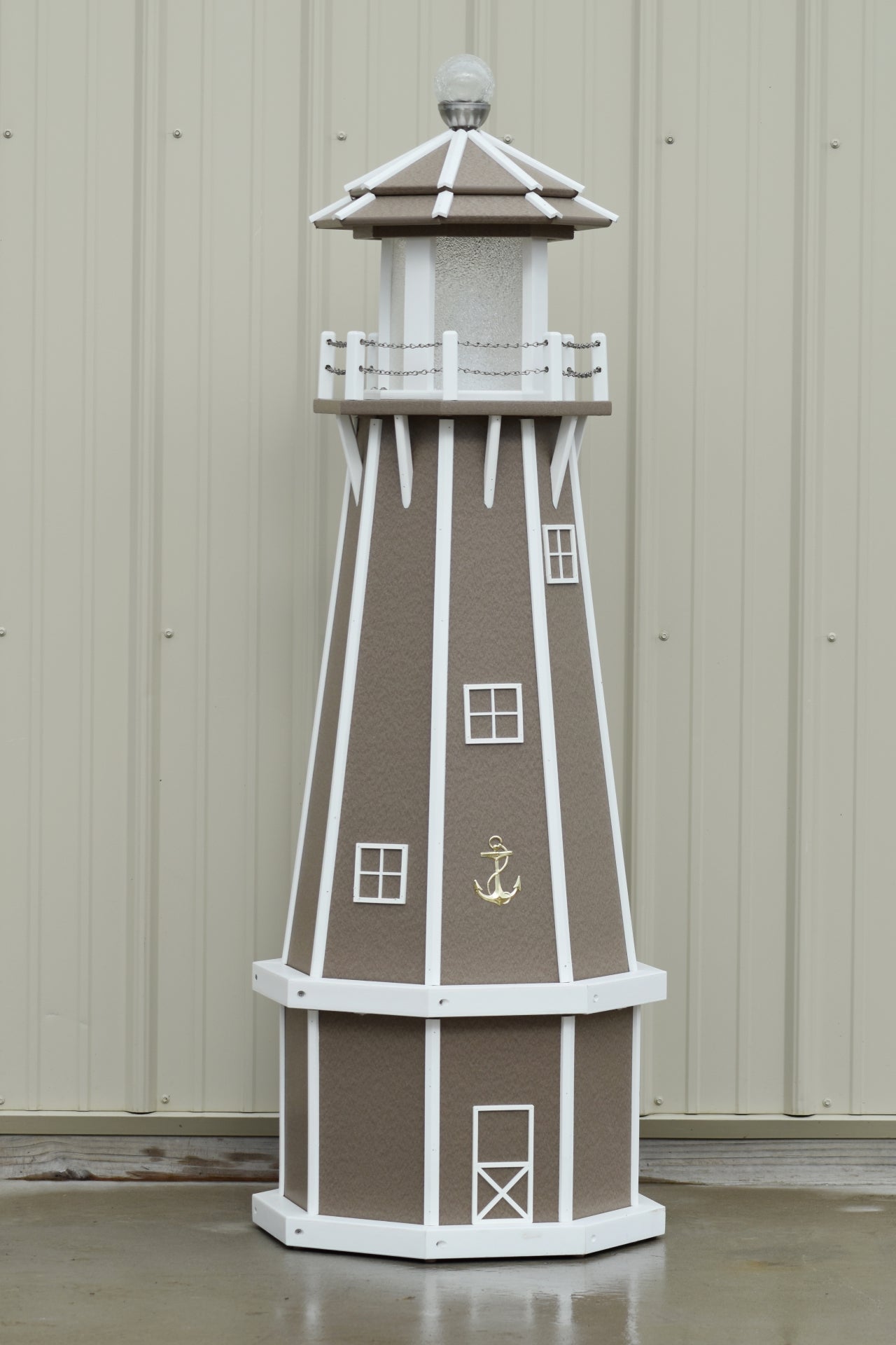 5 ft. Octagon Solar and Electric Powered Poly Lighthouses Clay/white t