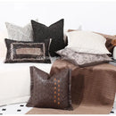 Brighton cross stitch brown & tan cushion cover living room woven leather