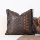 Brighton cross stitch brown & tan cushion cover living room woven leather