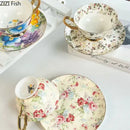 Brilliant flowers pattern porcelain teacup and saucer dining room set
