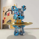 British flag & floral graffiti bear figurine living room key tray