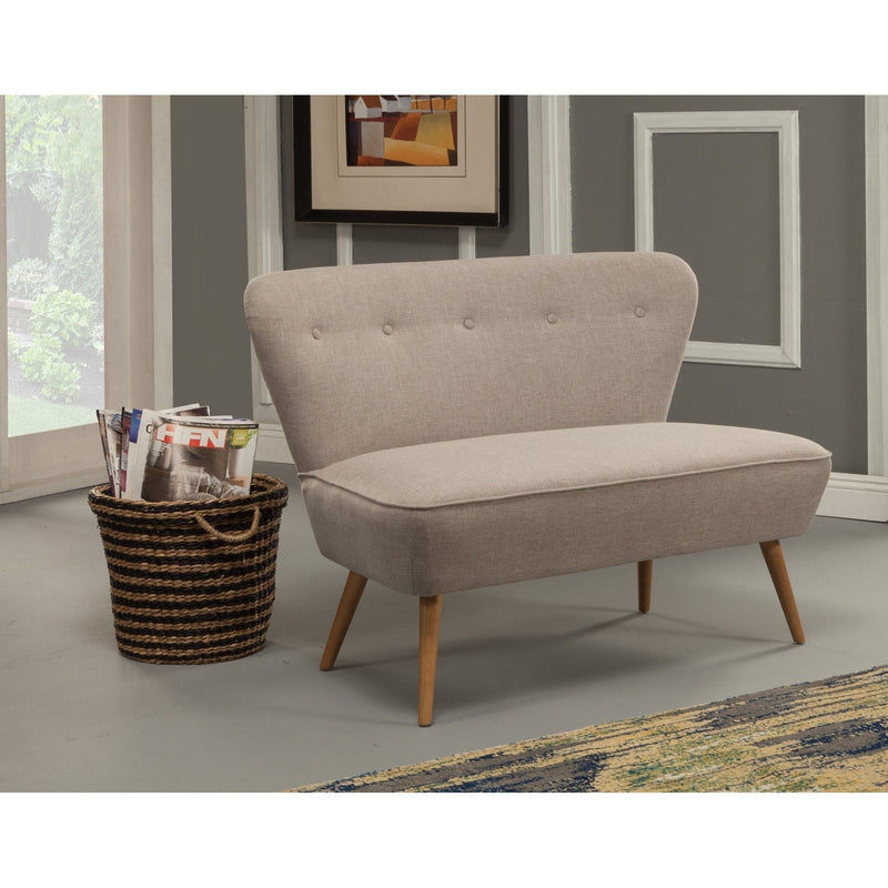 Britney Upholstered Bench, Light Grey/Acorn