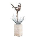 Bronze ballet dancer figure with glass water effect living room decor