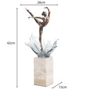 Bronze ballet dancer figure with glass water effect living room decor