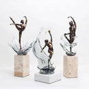 Bronze ballet dancer figure with glass water effect living room decor