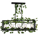 Bronze birdcage pendant lights with garland for dining room