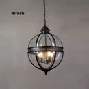 Bronze black glass globe chandelier foyer light