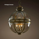 Bronze black glass globe chandelier foyer light