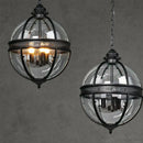 Bronze black glass globe chandelier foyer light