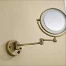 Bronze brass wall mounted led makeup mirror bathroom magnifying light