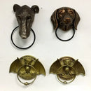 Bronze dog and bat head door knocker – courtyard wall pendant
