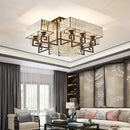 Bronze geometric crystal rectangular ceiling light for living room